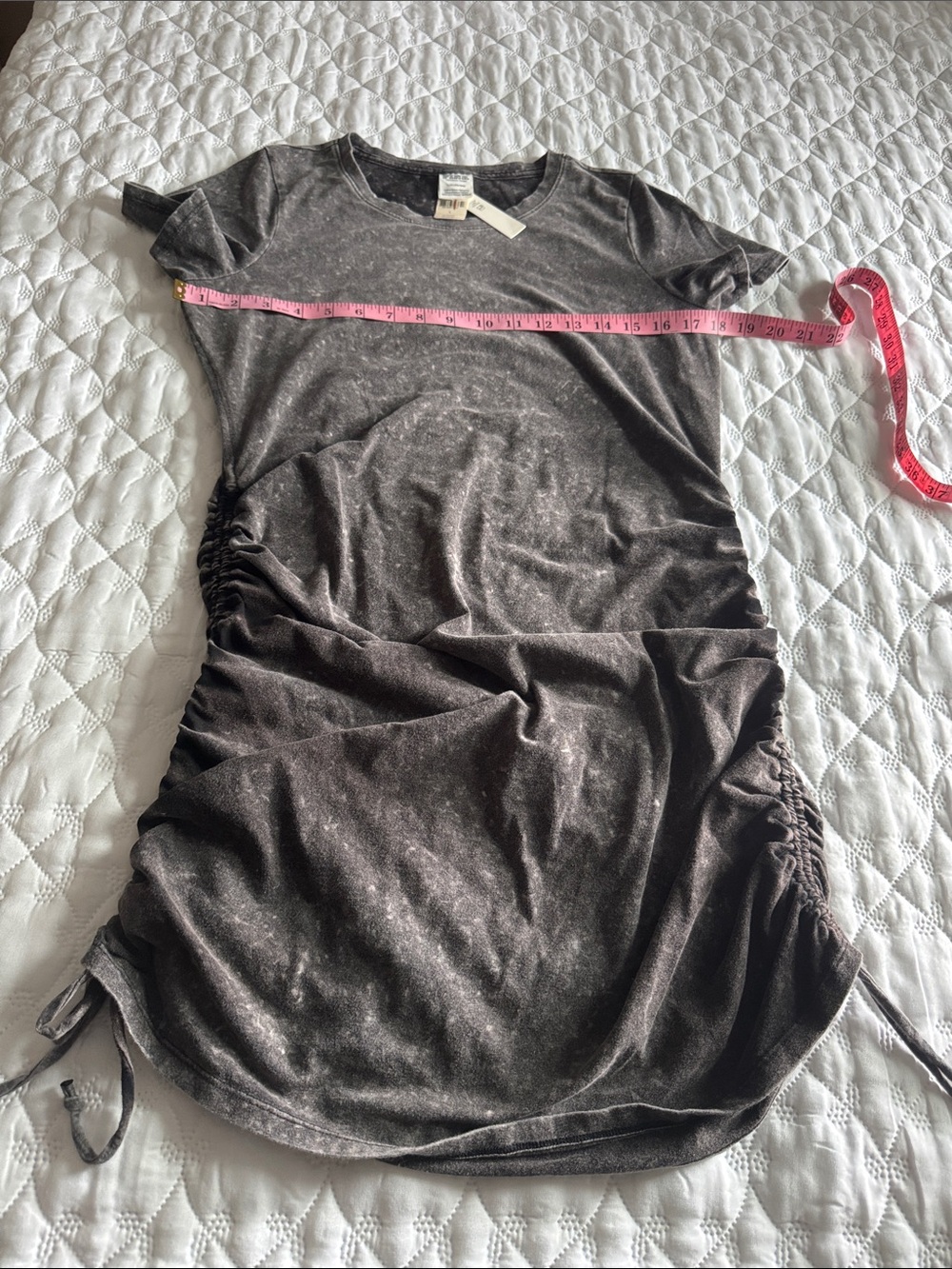PINK Victoria's Secret Charcoal Ruched Short Sleeve Tunic